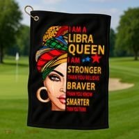 Libra queen I am stronger birthday gift for Libra zodiac Golf Towel thumb 1