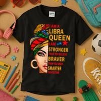 Libra queen I am stronger birthday gift for Libra zodiac Kids T-Shirt thumb 3