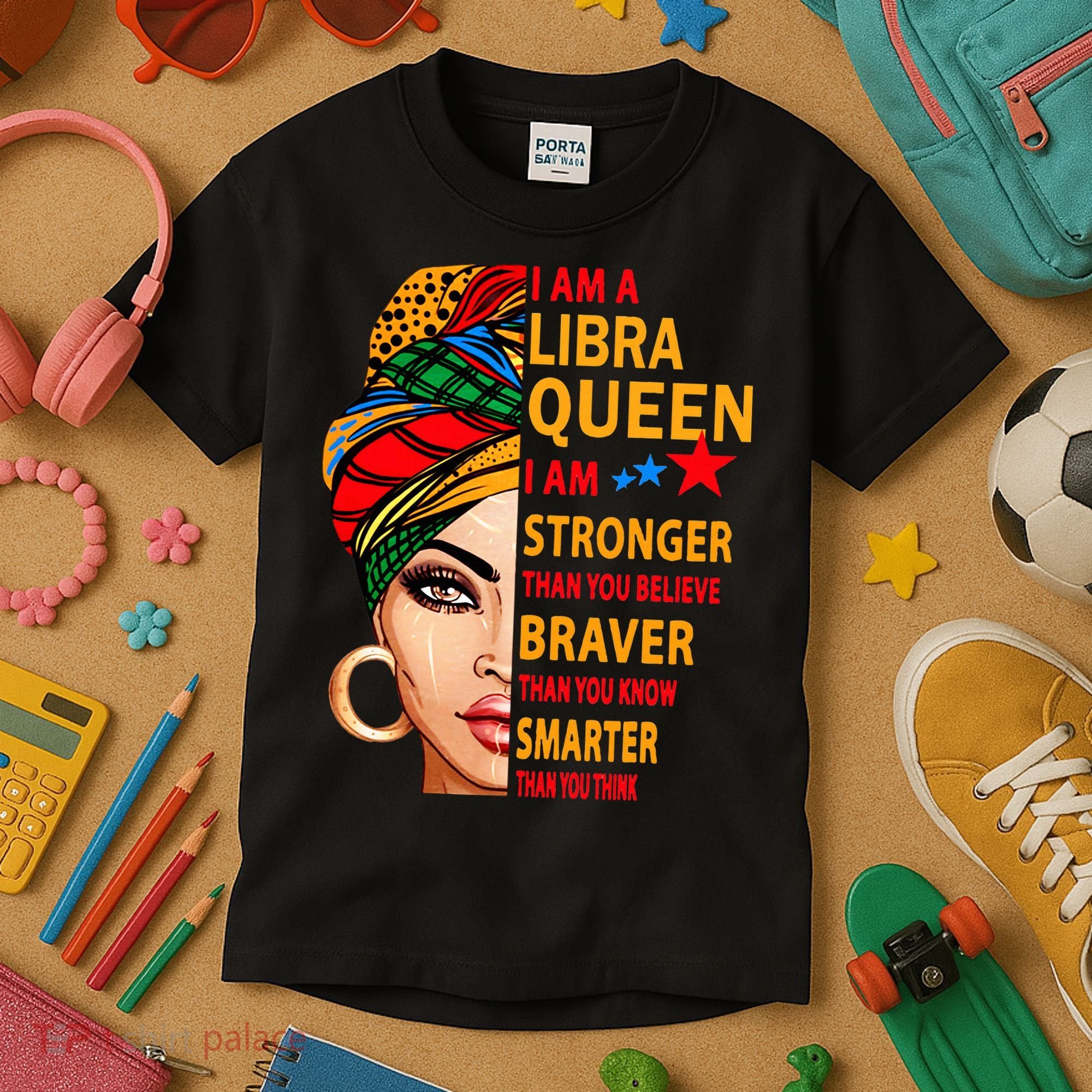 Libra queen I am stronger birthday gift for Libra zodiac Kids T-Shirt