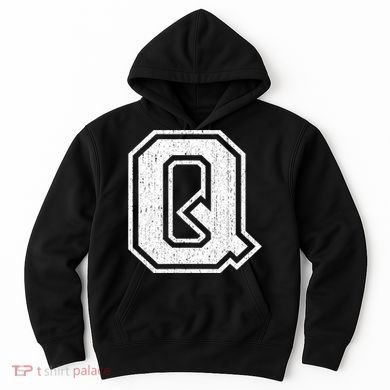 Letter Q Shirt Capital Alphabet Varsity Distressed Monogram Hoodie
