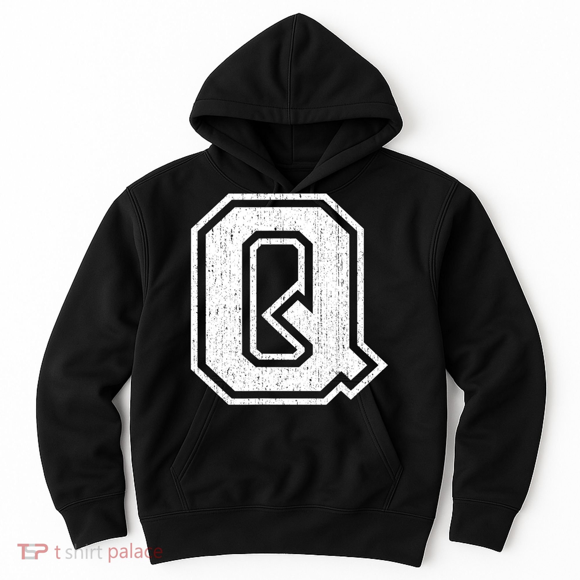 Letter Q Shirt Capital Alphabet Varsity Distressed Monogram Hoodie