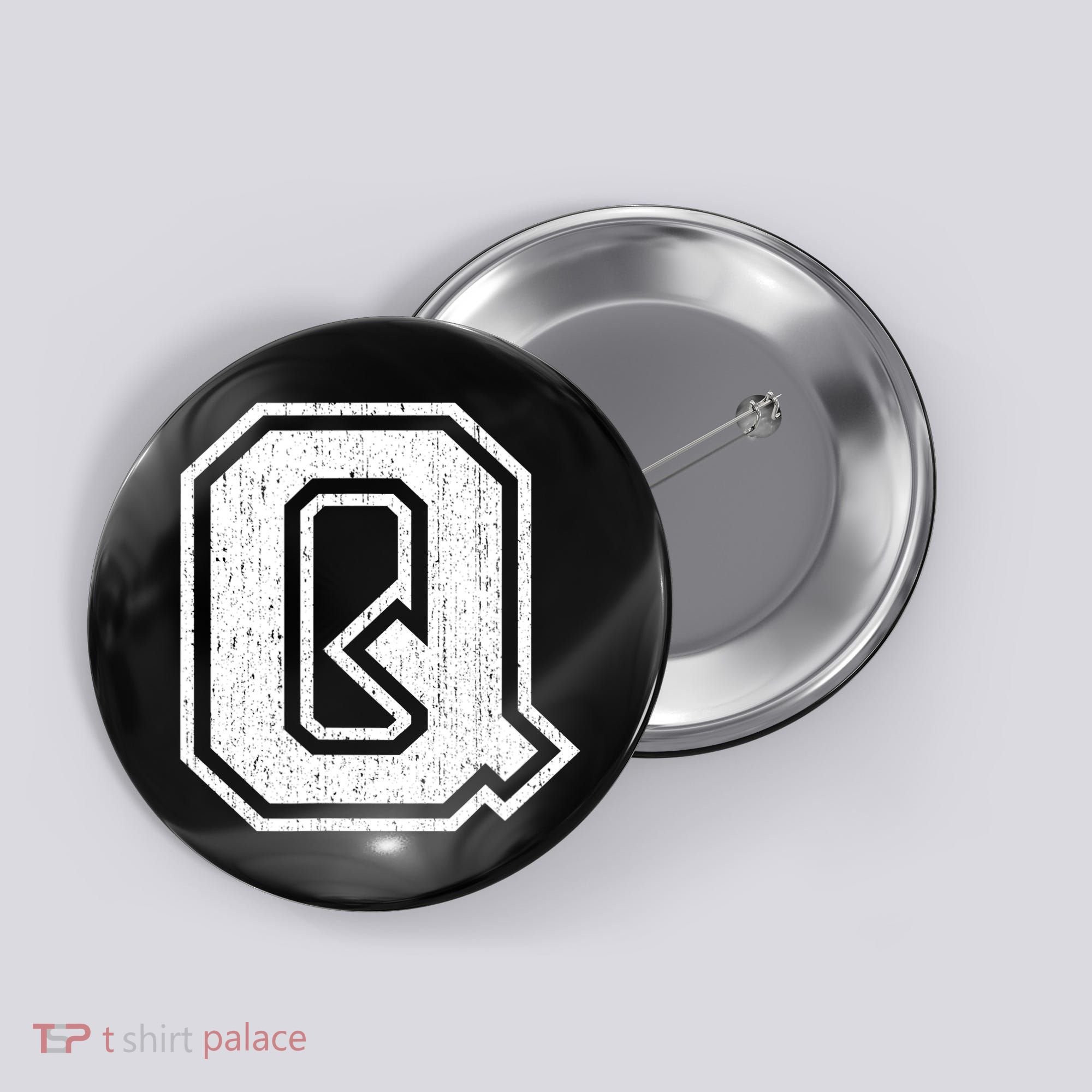 Letter Q Shirt Capital Alphabet Varsity Distressed Monogram Button