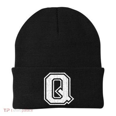 Letter Q Shirt Capital Alphabet Varsity Distressed Monogram Beanie