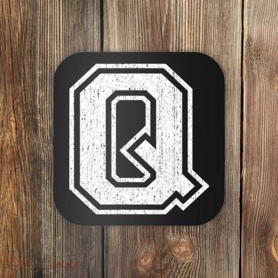 Letter Q Shirt Capital Alphabet Varsity Distressed Monogram Coaster