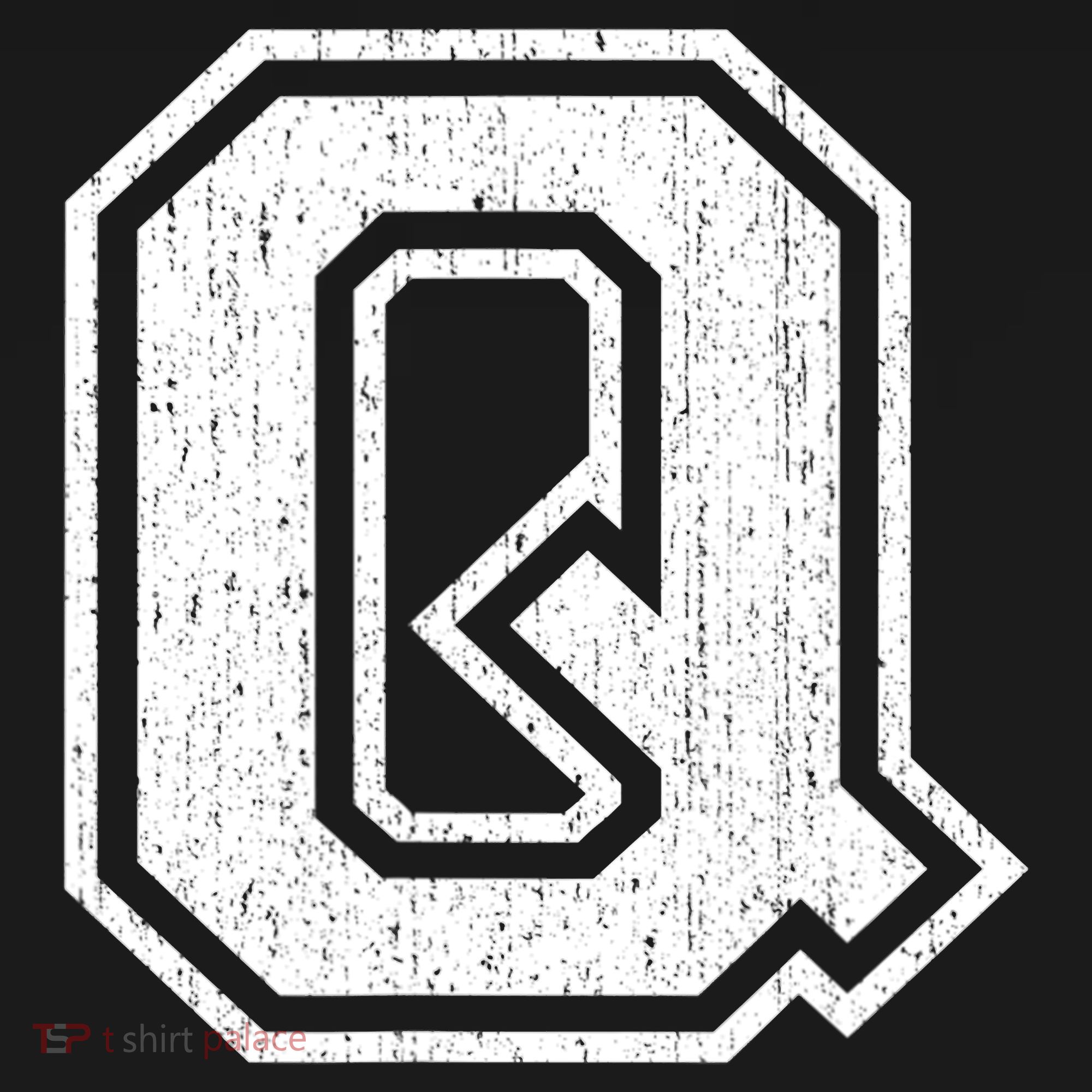 Letter Q Shirt Capital Alphabet Varsity Distressed Monogram Coaster
