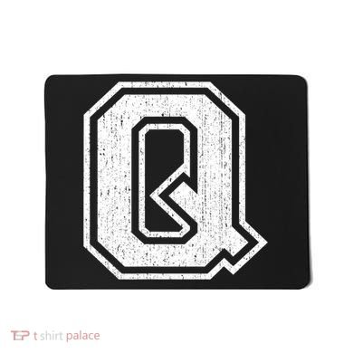 Letter Q Shirt Capital Alphabet Varsity Distressed Monogram Mousepad