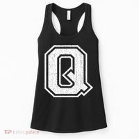 Letter Q Shirt Capital Alphabet Varsity Distressed Monogram Women's Tank Top thumb 0