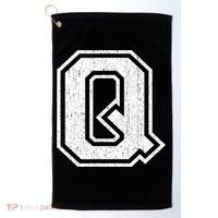Letter Q Shirt Capital Alphabet Varsity Distressed Monogram Golf Towel thumb 0