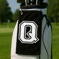Letter Q Shirt Capital Alphabet Varsity Distressed Monogram Golf Towel thumb 2
