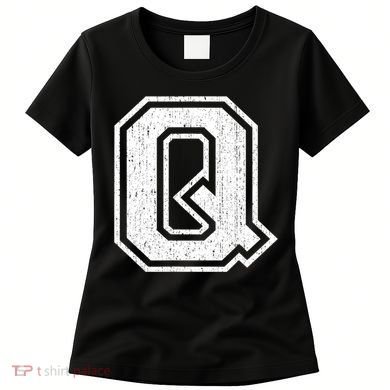 Letter Q Shirt Capital Alphabet Varsity Distressed Monogram Women's T-Shirt