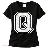 Letter Q Shirt Capital Alphabet Varsity Distressed Monogram Women's T-Shirt thumb 0
