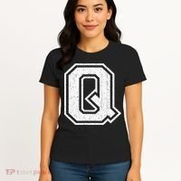 Letter Q Shirt Capital Alphabet Varsity Distressed Monogram Women's T-Shirt thumb 4