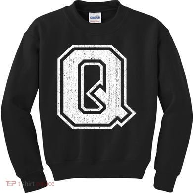 Letter Q Shirt Capital Alphabet Varsity Distressed Monogram Kids Sweatshirt