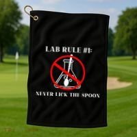 Lab Rule 1 Never Lick The Spoon Funny Science Chemistry Golf Towel thumb 1