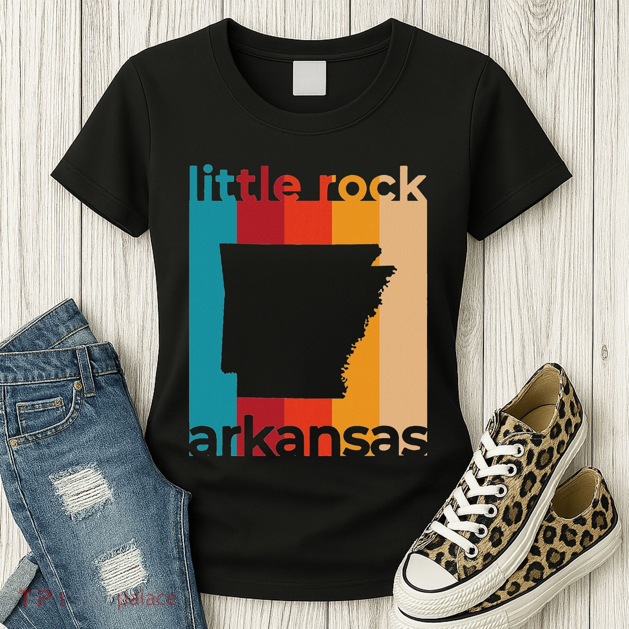 Little Rock Arkansas Retro Cutout Ar Souvenir Women's T-Shirt
