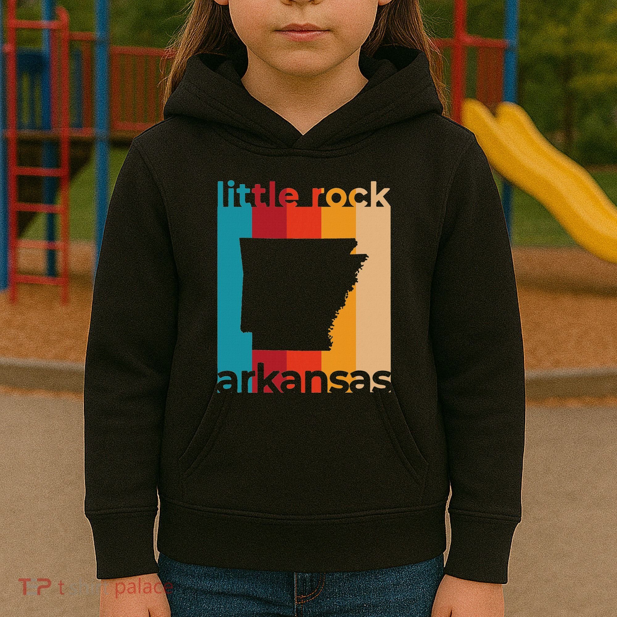 Little Rock Arkansas Retro Cutout Ar Souvenir Kids Hoodie