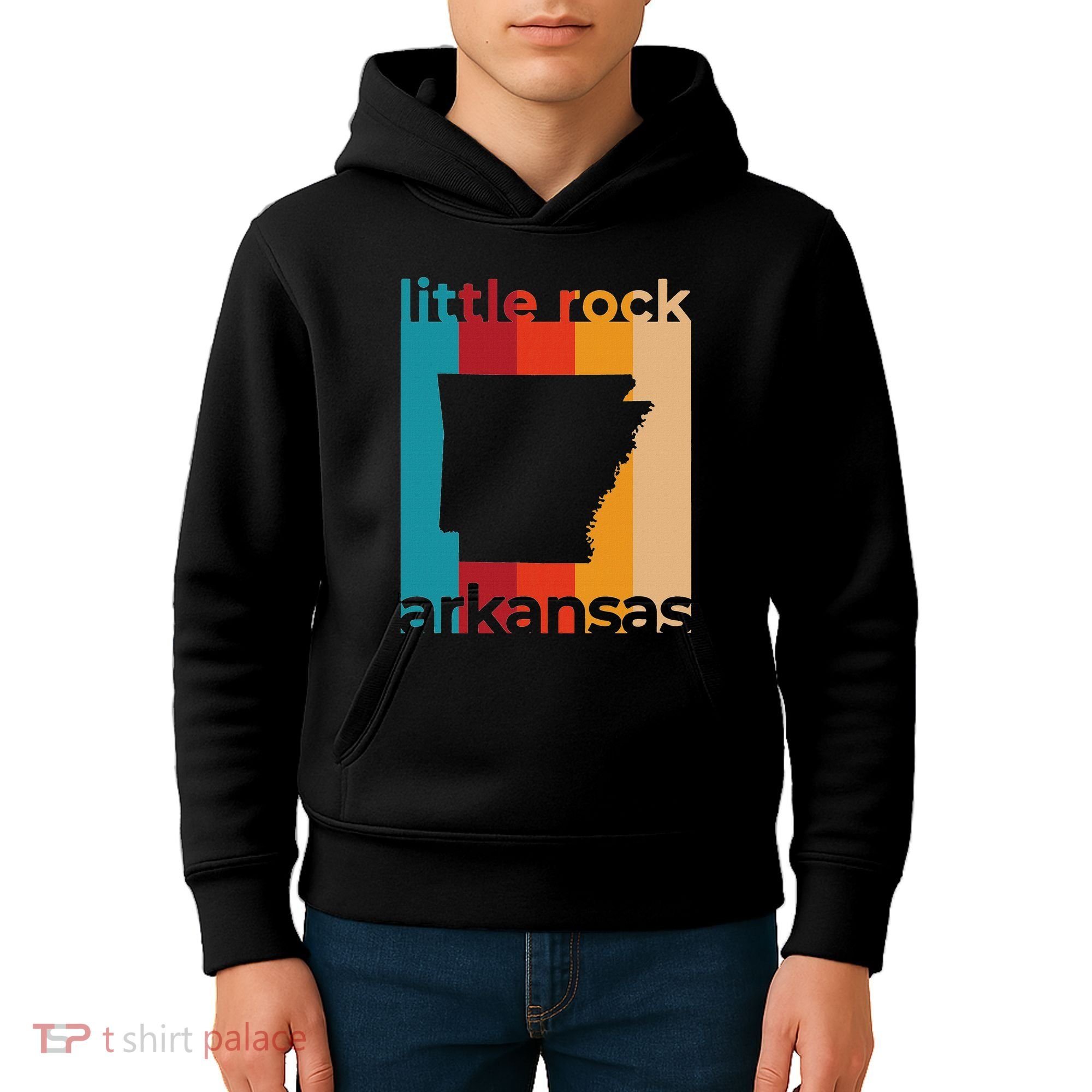 Little Rock Arkansas Retro Cutout Ar Souvenir Kids Hoodie