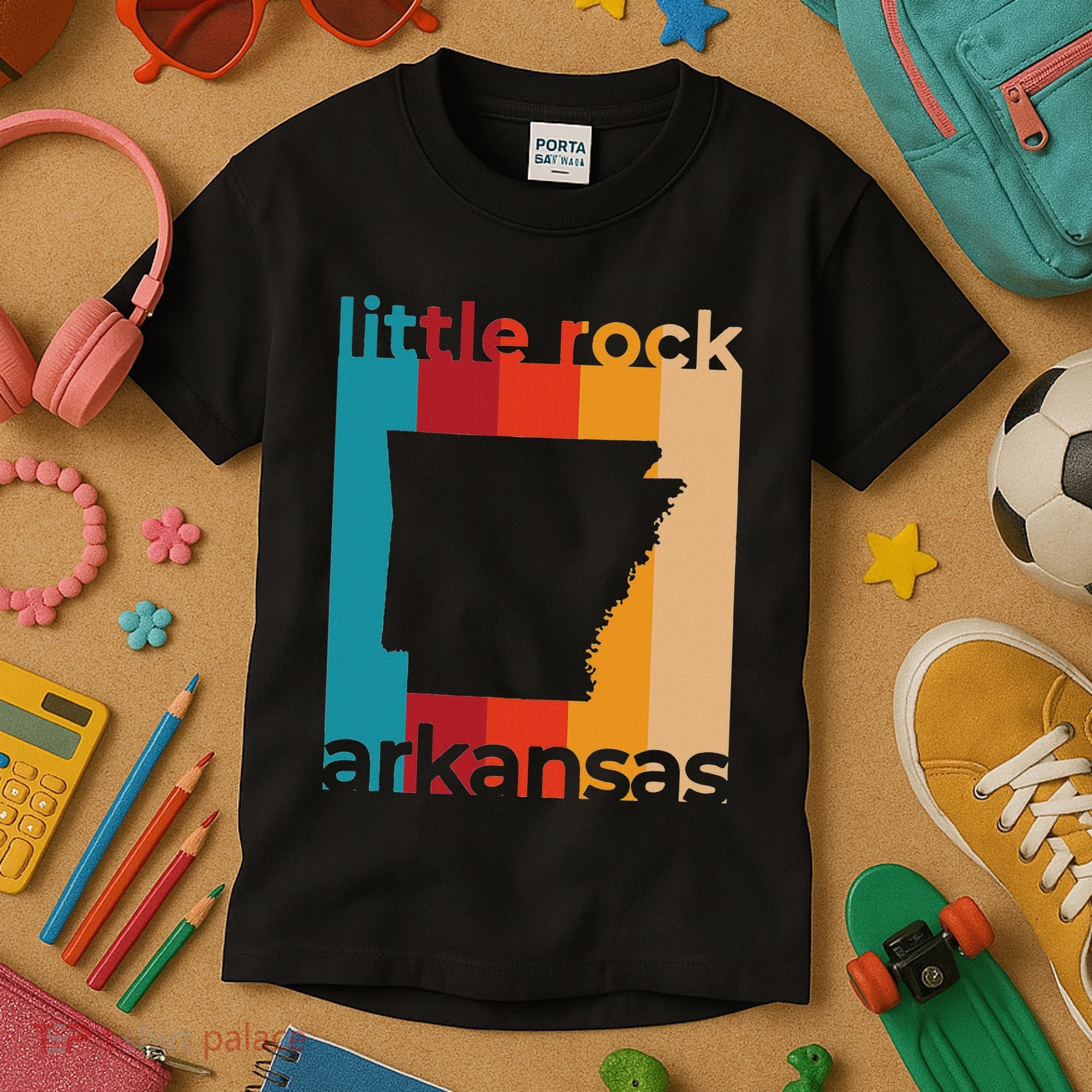 Little Rock Arkansas Retro Cutout Ar Souvenir Kids T-Shirt