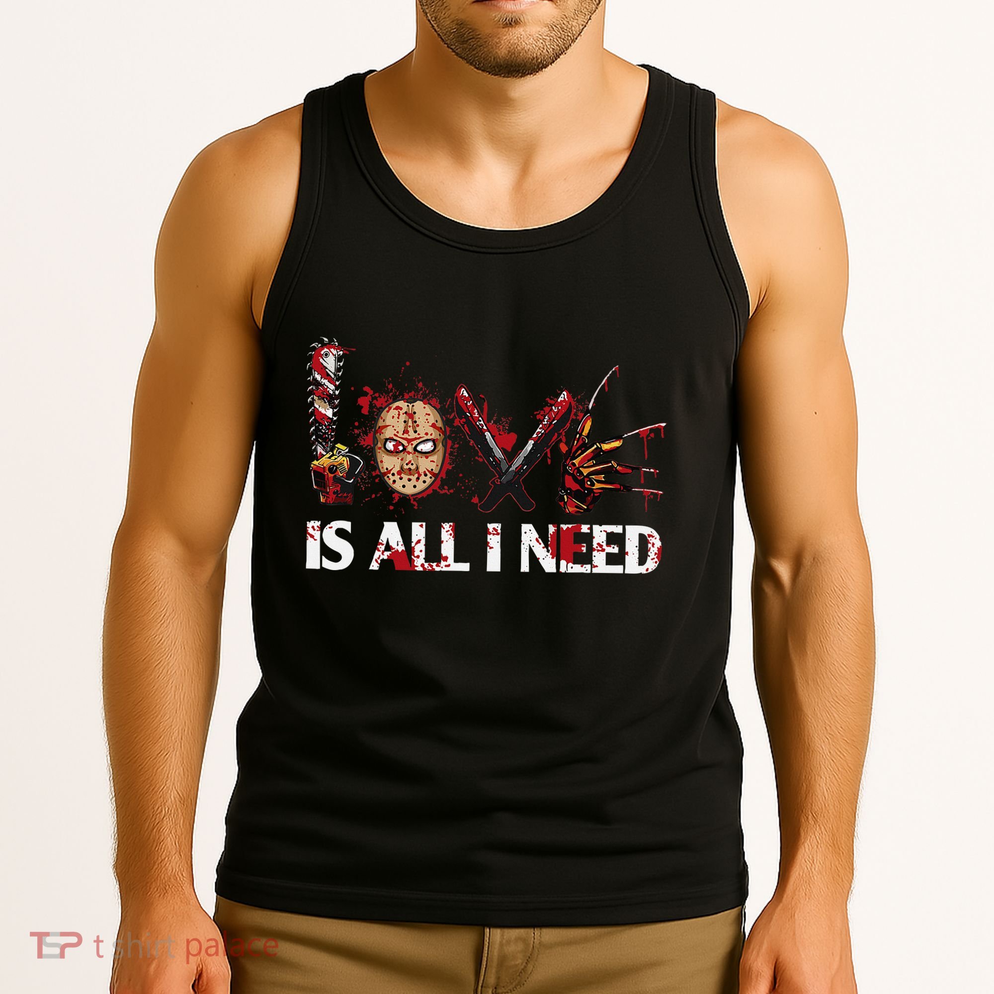 Love Retro All I Funny Need Halloween Scary Horror Movies Tank Top