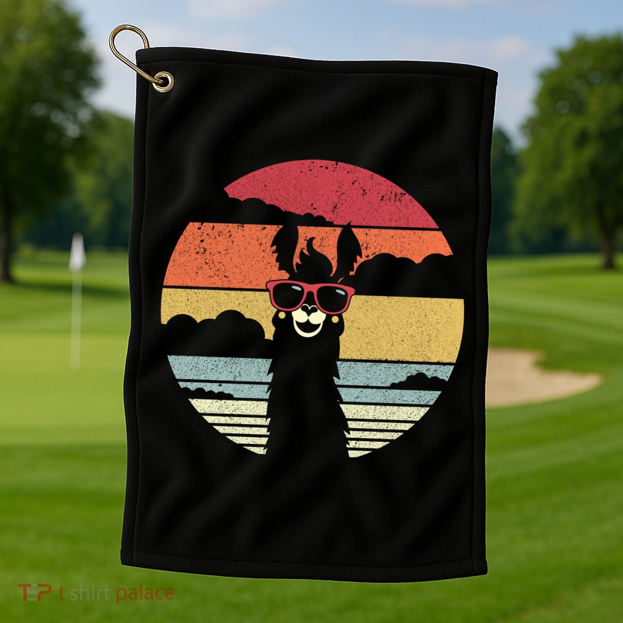 Llama Retro Alpaca Cool Gift Golf Towel
