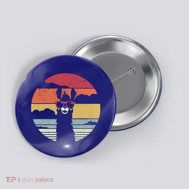 Llama Retro Alpaca Cool Gift Button