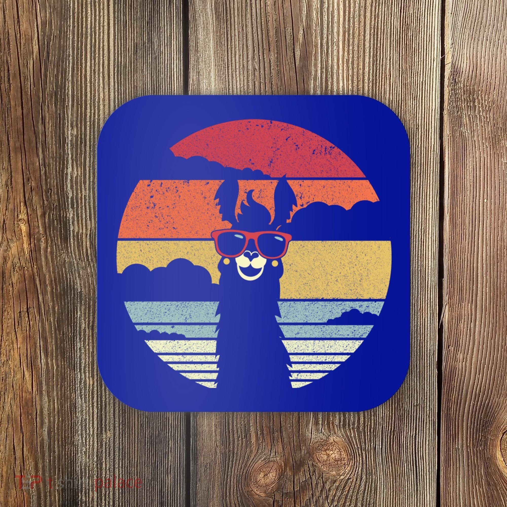 Llama Retro Alpaca Cool Gift Coaster