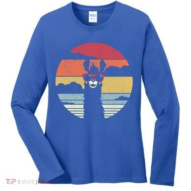 Llama Retro Alpaca Cool Gift Women's Long Sleeve Shirt