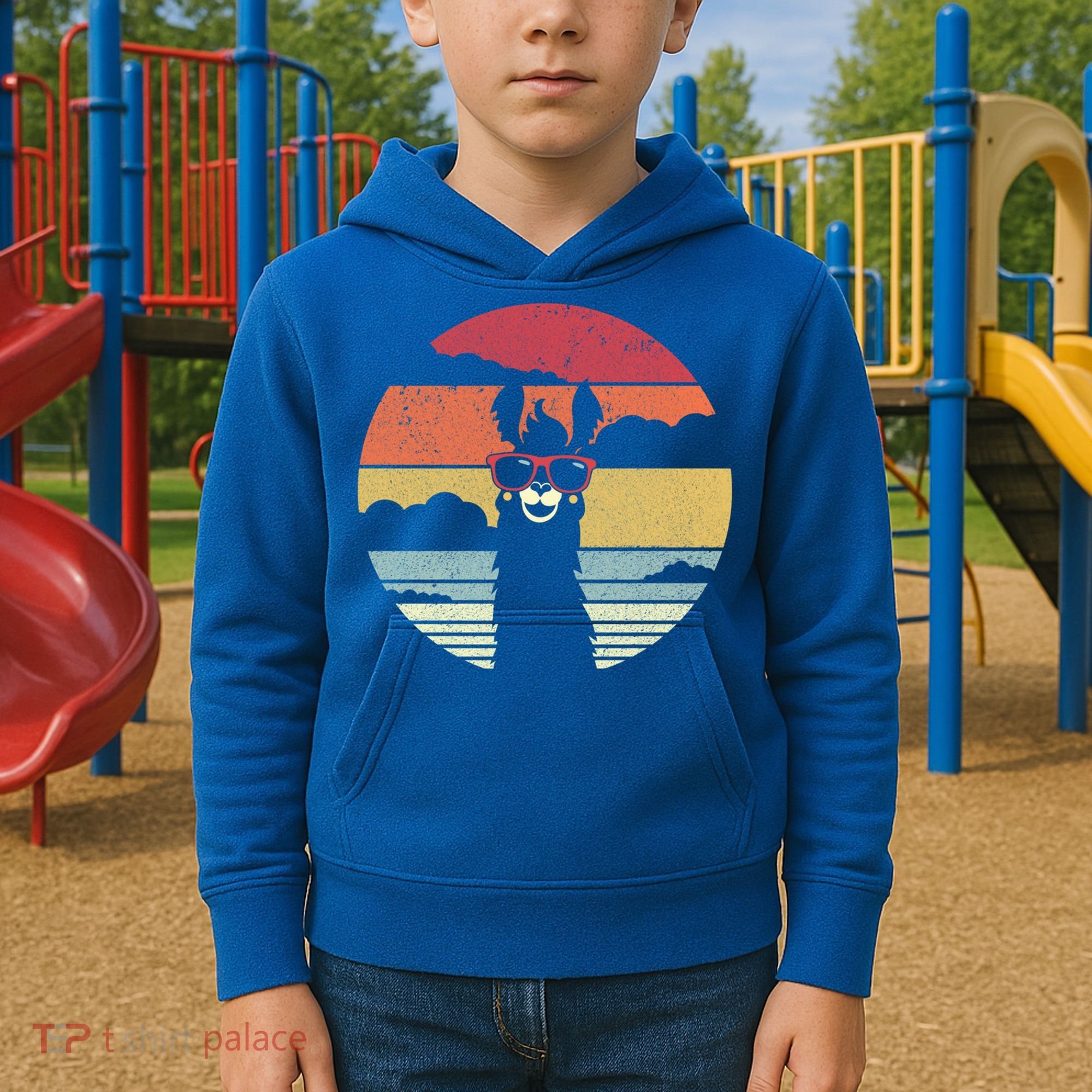 Llama Retro Alpaca Cool Gift Kids Hoodie