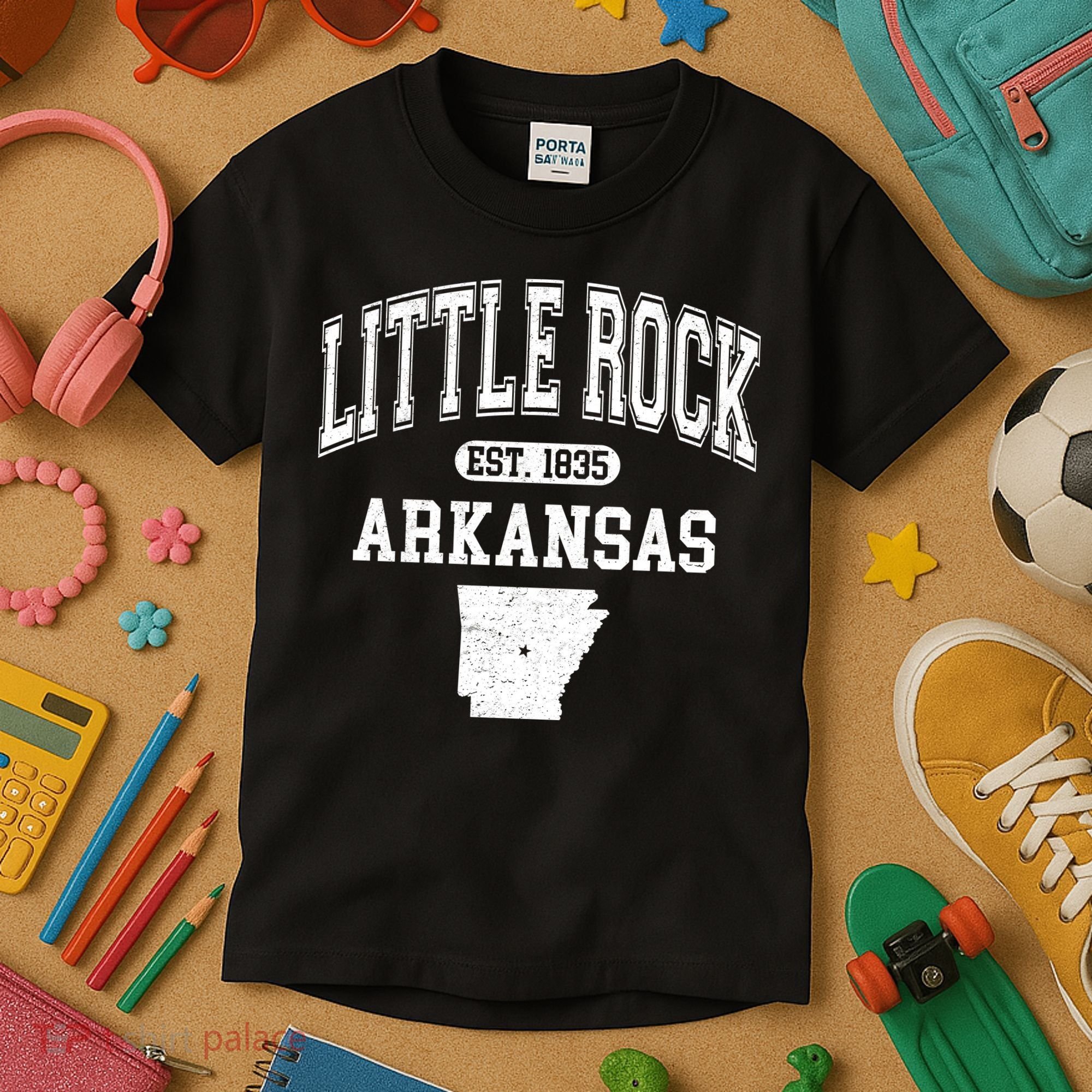 Little Rock Arkansas Est 1835 Varsity Kids T-Shirt