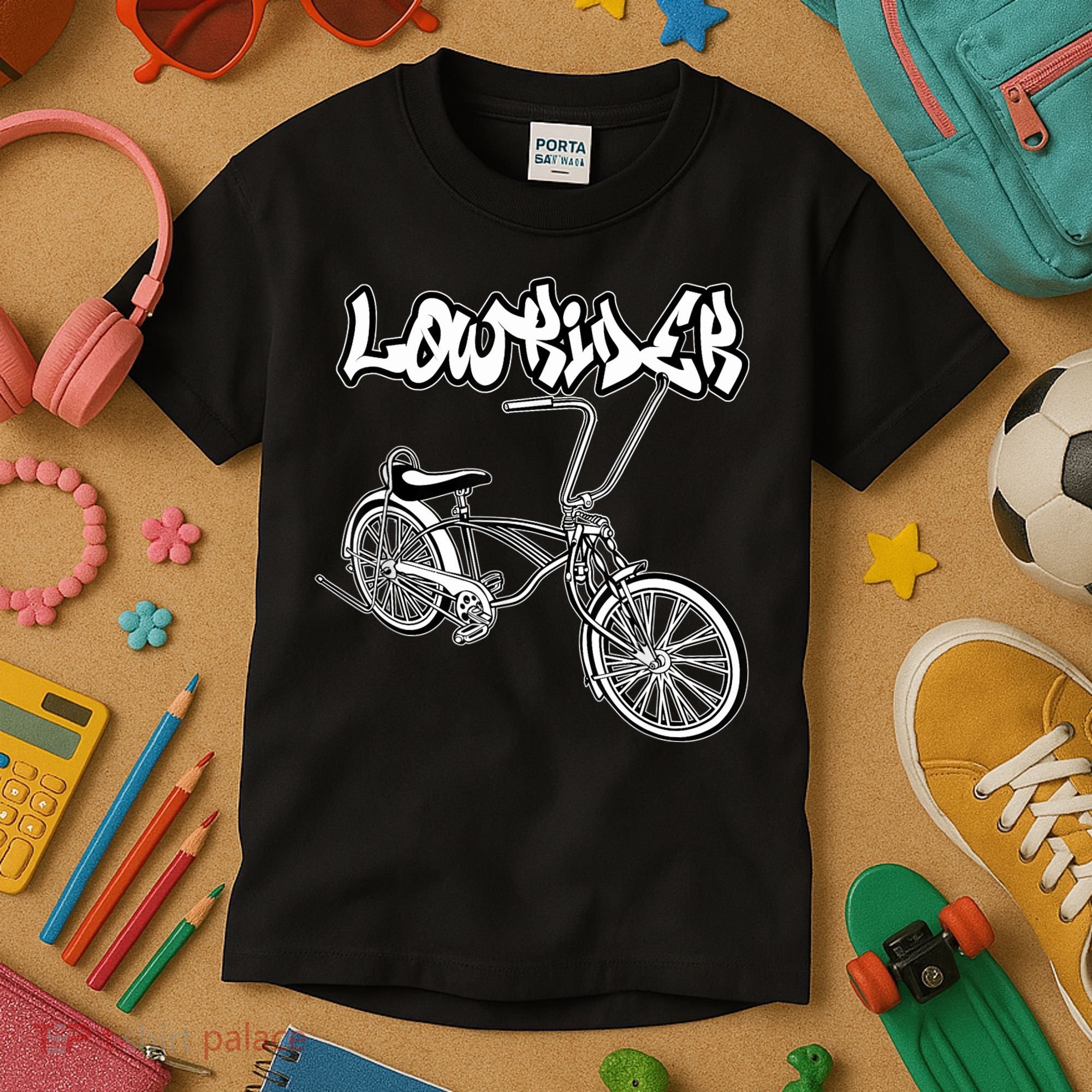 Low Rider Bicycle For . Chicano Cholo Lowrider Bike Kids T-Shirt
