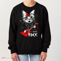 Lets Rock Cat Rock Band Guitar Rock And Roll Women's Sweatshirt thumb 0