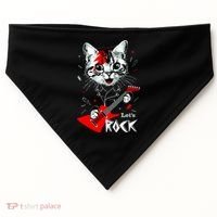 Lets Rock Cat Rock Band Guitar Rock And Roll USA-Made Doggie Bandana thumb 0