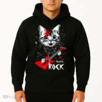 Lets Rock Cat Rock Band Guitar Rock And Roll Hoodie thumb 2