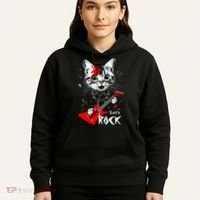 Lets Rock Cat Rock Band Guitar Rock And Roll Hoodie thumb 5