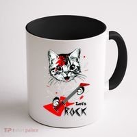 Lets Rock Cat Rock Band Guitar Rock And Roll Coffee Mug thumb 1