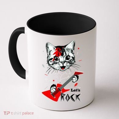 Lets Rock Cat Rock Band Guitar Rock And Roll Coffee Mug