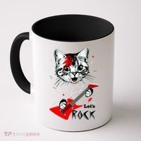 Lets Rock Cat Rock Band Guitar Rock And Roll Coffee Mug thumb 0