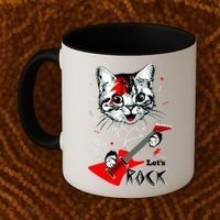 Lets Rock Cat Rock Band Guitar Rock And Roll Coffee Mug thumb 2
