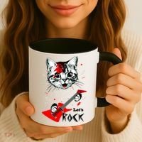 Lets Rock Cat Rock Band Guitar Rock And Roll Coffee Mug thumb 3
