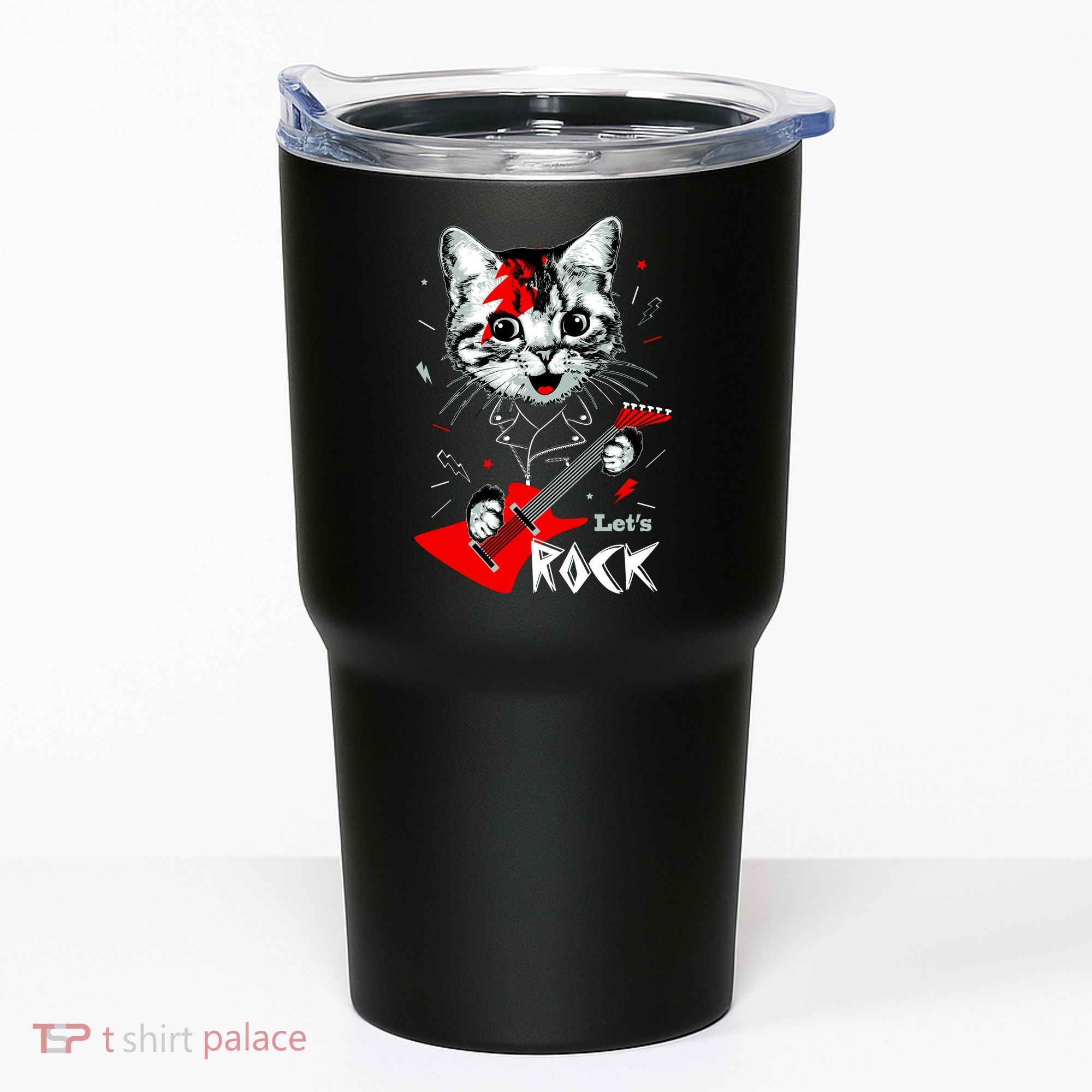 Lets Rock Cat Rock Band Guitar Rock And Roll Tumbler
