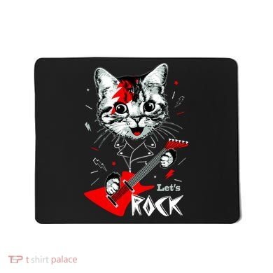 Lets Rock Cat Rock Band Guitar Rock And Roll Mousepad
