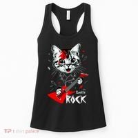 Lets Rock Cat Rock Band Guitar Rock And Roll Women's Tank Top thumb 0