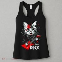 Lets Rock Cat Rock Band Guitar Rock And Roll Women's Tank Top thumb 3