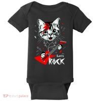 Lets Rock Cat Rock Band Guitar Rock And Roll Baby Bodysuit thumb 0