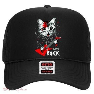 Lets Rock Cat Rock Band Guitar Rock And Roll Hat