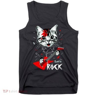 Lets Rock Cat Rock Band Guitar Rock And Roll Tank Top
