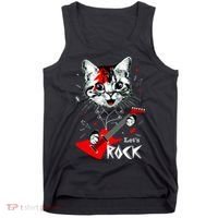 Lets Rock Cat Rock Band Guitar Rock And Roll Tank Top thumb 0