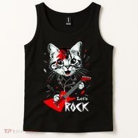 Lets Rock Cat Rock Band Guitar Rock And Roll Tank Top thumb 2