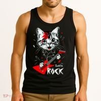 Lets Rock Cat Rock Band Guitar Rock And Roll Tank Top thumb 3