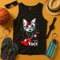 Lets Rock Cat Rock Band Guitar Rock And Roll Tank Top thumb 4